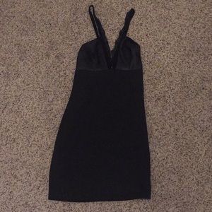 Black satin mini dress